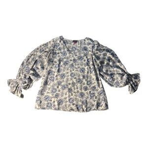 Vince Camuto Blue and White Floral Top